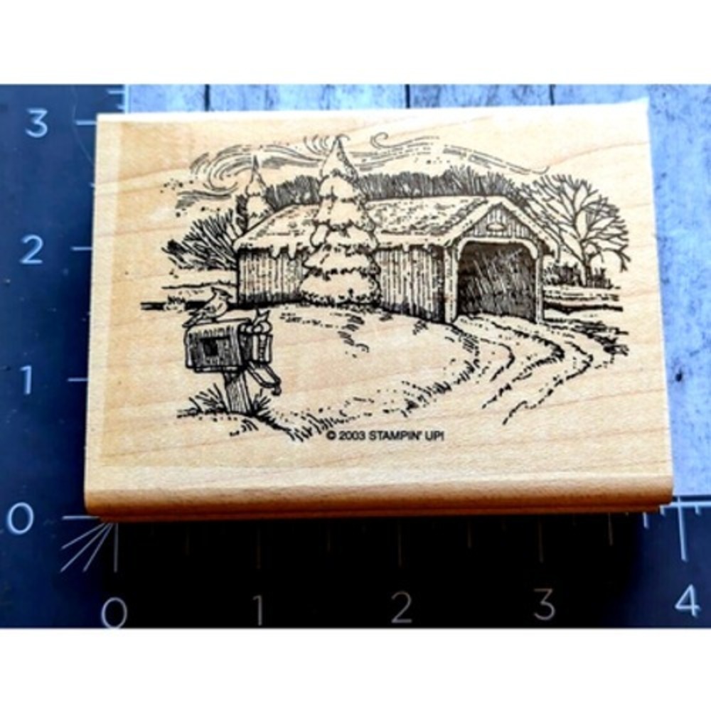 Stampin' Up! Changing Season Covered Bridge Winter 2003 Rubber Stamp Wood #H28